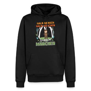 Süßer Teddybär - Halb Mensch Halb Bärchen - Männer Premium Bio Hoodie - Schwarz - Vorne - Nico (187cm)