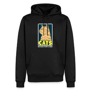 Cats Because People Suck - Katzenliebhaber Humor - Männer Premium Bio Hoodie - Schwarz - Vorne - Nico (187cm)