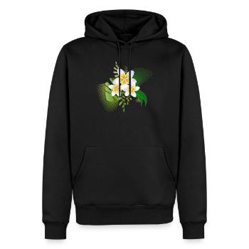 Blüten des Frangipani ein tropisches Schmuckstück - Männer Premium Bio Hoodie - Schwarz - Vorne - Nico (187cm)