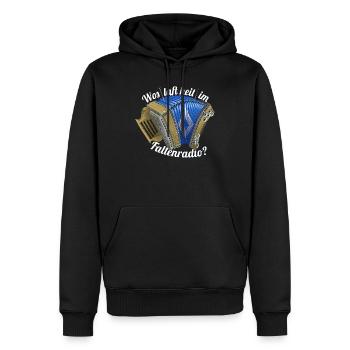 Wos laft heit im Faltenradio | ZiachON ! - Sweat à capuche Premium bio Homme - noir - Devant - Nico (187cm)