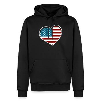 Herzflagge USA Vintage Stil - Männer Premium Bio Hoodie - Schwarz - Vorne - Nico (187cm)