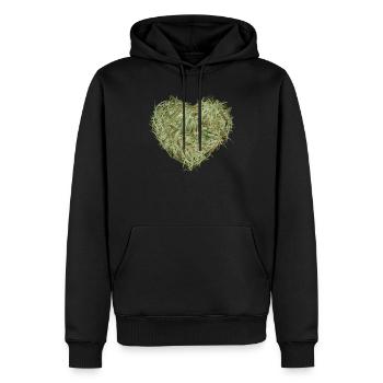 Cœur de foin aux teintes verdâtres chatoyantes - Sweat à capuche Premium bio Homme - noir - Devant - Nico (187cm)