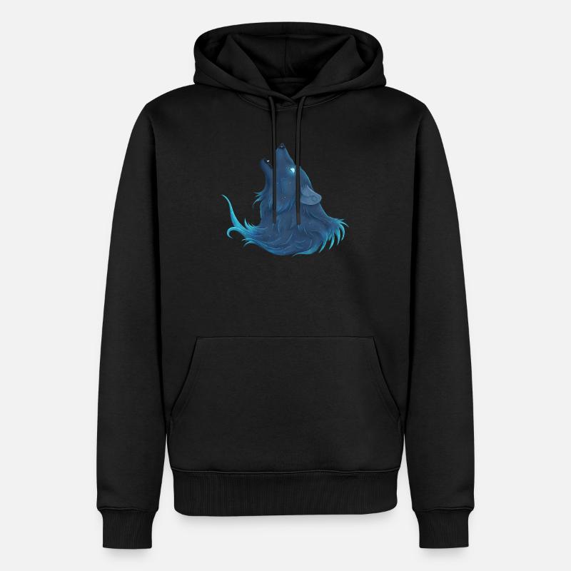 Heulender blauer Wolf - Guide Loup Bleu - Männer Premium Bio Hoodie - Schwarz