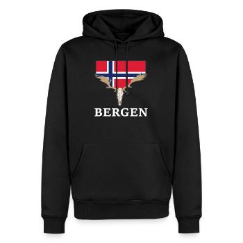 norway elk flag expedition mountains vacation - Men’s Premium Organic Hoodie - black - Front - Nico (187cm)