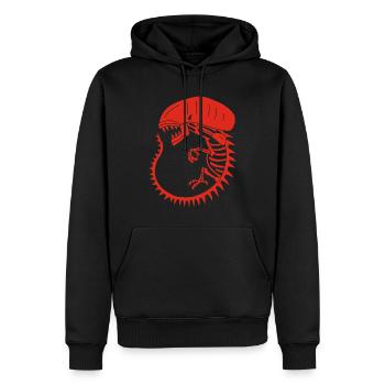Squelette de monstre extraterrestre rouge - Sweat à capuche Premium bio Homme - noir - Devant - Nico (187cm)