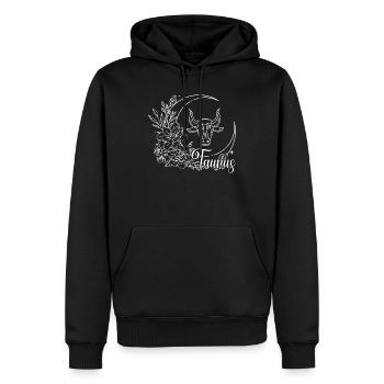 Dessin au trait du zodiaque Taureau floral - Sweat à capuche Premium bio Homme - noir - Devant - Nico (187cm)