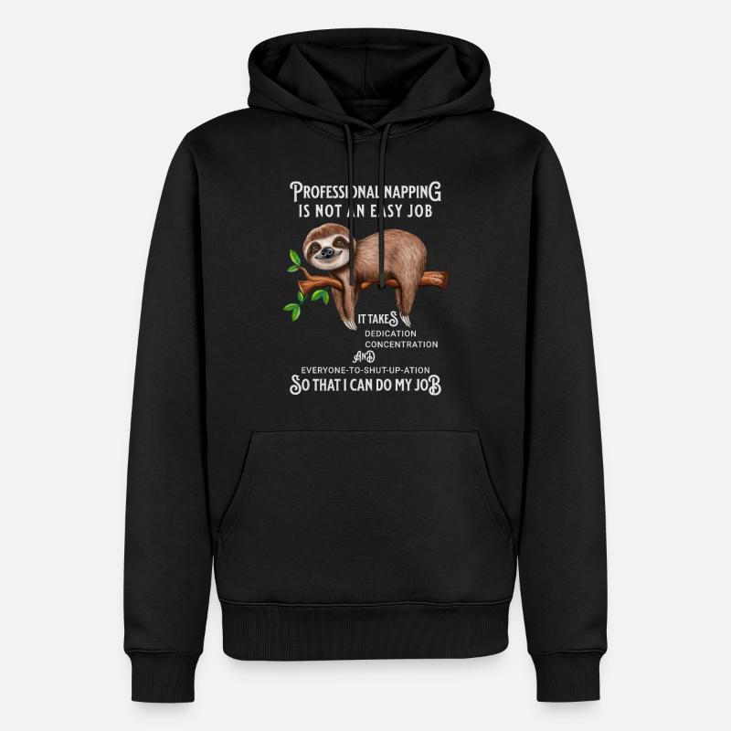 Faultier Witziger Spruch Bürohumor - Männer Premium Bio Hoodie - Schwarz