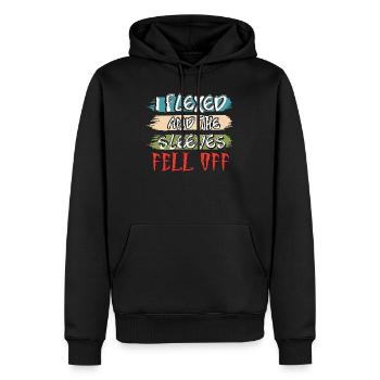 I Flexed and The Sleeves Fell Off - Männer Premium Bio Hoodie - Schwarz - Vorne - Nico (187cm)