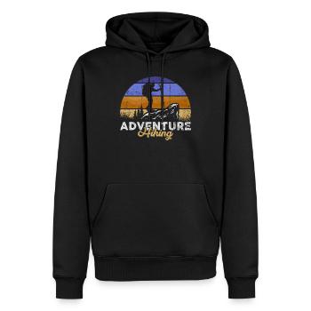 Abenteuer-Wander-Silhouette - Männer Premium Bio Hoodie - Schwarz - Vorne - Nico (187cm)