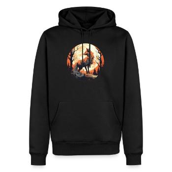 Fox Forest Moon Fable Mythical Fairy Tale - Men’s Premium Organic Hoodie - black - Front - Nico (187cm)