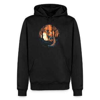 Fox Forest Moon Fable Mythical Fairy Tale - Men’s Premium Organic Hoodie - black - Front - Nico (187cm)