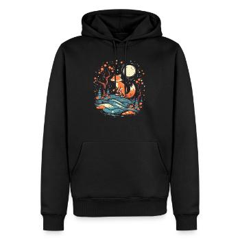 Fox Forest Moon Fable Mythical Fairy Tale - Men’s Premium Organic Hoodie - black - Front - Nico (187cm)