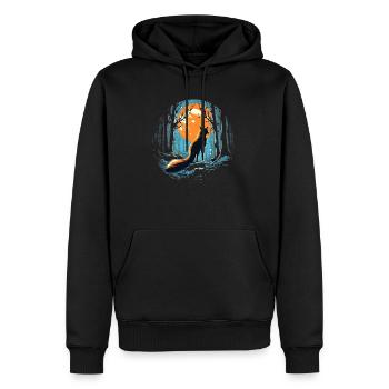 Fox Forest Moon Fable Mythical Fairy Tale - Men’s Premium Organic Hoodie - black - Front - Nico (187cm)