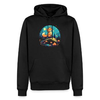 Fox Forest Moon Fable Mythical Fairy Tale - Men’s Premium Organic Hoodie - black - Front - Nico (187cm)