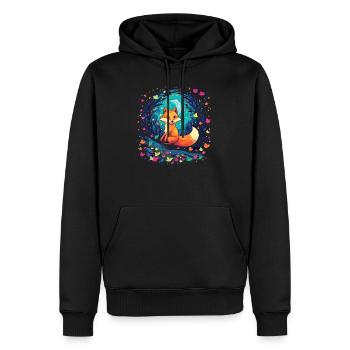 Fox Forest Moon Fable Mythical Fairy Tale - Men’s Premium Organic Hoodie - black - Front - Nico (187cm)