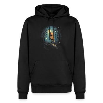 Fox Forest Moon Fable Mythical Fairy Tale - Men’s Premium Organic Hoodie - black - Front - Nico (187cm)