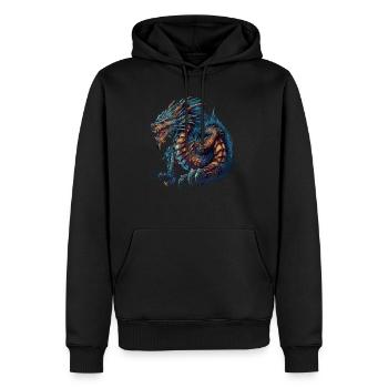 Drache mystisch Lindwurm Monster Ungeheuer Biest - Männer Premium Bio Hoodie - Schwarz - Vorne - Nico (187cm)