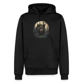 Mythe du chien-loup-garou, Cerberus, Hellhound - Sweat à capuche Premium bio Homme - noir - Devant - Nico (187cm)