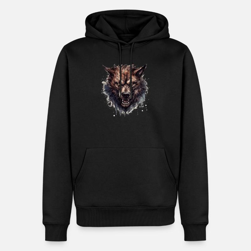 Mythe du chien-loup-garou, Cerberus, Hellhound - Sweat à capuche Premium bio Homme - noir