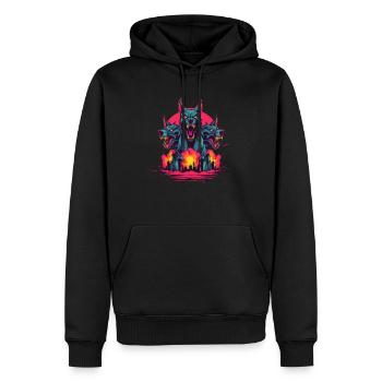 Mythe du chien-loup-garou, Cerberus, Hellhound - Sweat à capuche Premium bio Homme - noir - Devant - Nico (187cm)