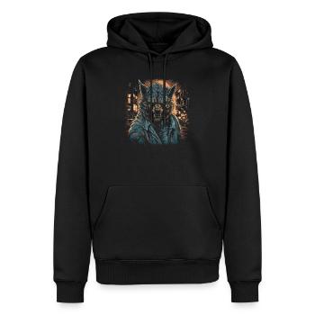 Chien, loup, loup-garou, cerbère, mythe de - Sweat à capuche Premium bio Homme - noir - Devant - Nico (187cm)