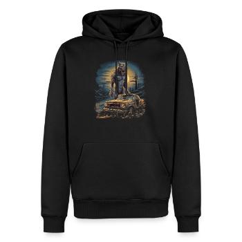 Mythe du chien-loup-garou, Cerberus, Hellhound - Sweat à capuche Premium bio Homme - noir - Devant - Nico (187cm)