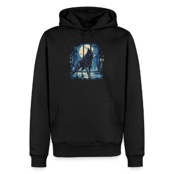 Chien, loup, loup-garou, cerbère, mythe de - Sweat à capuche Premium bio Homme - noir - Devant - Nico (187cm)