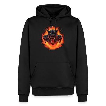 Mythe du chien-loup-garou, Cerberus, Hellhound - Sweat à capuche Premium bio Homme - noir - Devant - Nico (187cm)