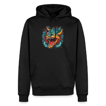 Drache mystisch Lindwurm Monster Ungeheuer Biest - Männer Premium Bio Hoodie - Schwarz - Vorne - Nico (187cm)