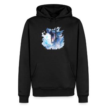 Drache mystisch Lindwurm Monster Ungeheuer Biest - Männer Premium Bio Hoodie - Schwarz - Vorne - Nico (187cm)