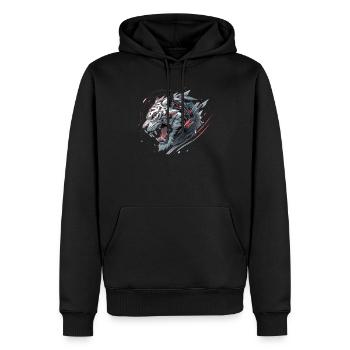 Mecha Animal : tigre, loup, renard, dinosaure, - Sweat à capuche Premium bio Homme - noir - Devant - Nico (187cm)