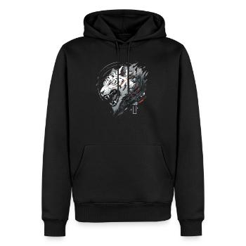 Mecha Animal Tiger Wolf Fox Dino Bear Cyborg - Men’s Premium Organic Hoodie - black - Front - Nico (187cm)