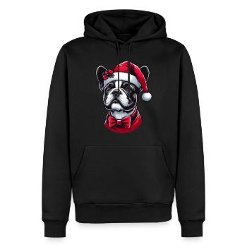 Niedlicher Frenchie-Welpe Der Weihnachtsmann - Männer Premium Bio Hoodie - Schwarz - Vorne - Nico (187cm)