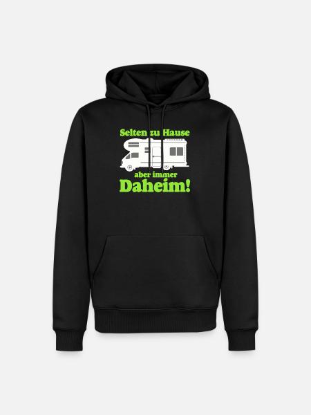 Selten zu Hause, Immer Daheim - Männer Premium Bio Hoodie - Schwarz