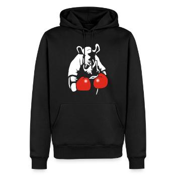 Rhinocéros boxeur - Sweat à capuche Premium bio Homme - noir - Devant - Nico (187cm)