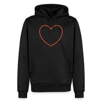 Orange auf schwarzem Herz - Männer Premium Bio Hoodie - Schwarz - Vorne - Nico (187cm)
