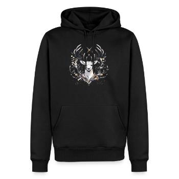 Cerf d’élan nature forêt scandinave - Sweat à capuche Premium bio Homme - noir - Devant - Nico (187cm)