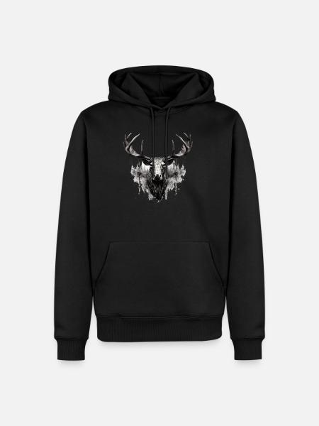 Elghjorte natur Skandinavisk skov - Herre Premium økologisk hoodie - sort