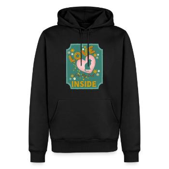 Liebe in meinem Katzenherz-Design - Männer Premium Bio Hoodie - Schwarz - Vorne - Nico (187cm)