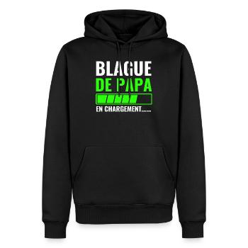 Papas Witz wird geladen - Männer Premium Bio Hoodie - Schwarz - Vorne - Nico (187cm)