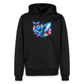 Baleine - Sweat à capuche Premium bio Homme - noir - Devant - Nico (187cm)