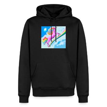Licorne et arc-en-ciel - Sweat à capuche Premium bio Homme - noir - Devant - Nico (187cm)