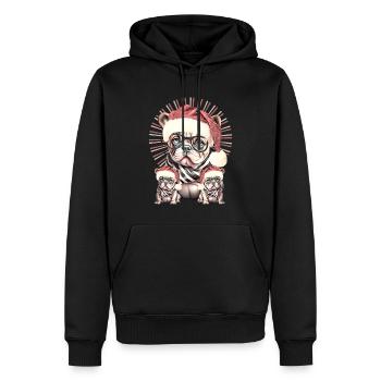 Weihnachtsbulldog mit Brille - Männer Premium Bio Hoodie - Schwarz - Vorne - Nico (187cm)