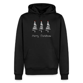 TANNE. WEIHNACHTEN. FROHE WEIHNACHTEN. ALLES GUTE ZUM NEUEN JAHR - Männer Premium Bio Hoodie - Schwarz - Vorne - Nico (187cm)