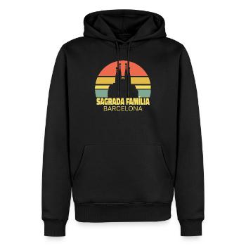Sagrada Família Barcelone Coucher de soleil Silhouette - Sweat à capuche Premium bio Homme - noir - Devant - Nico (187cm)
