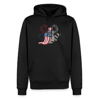 Patriotisches Waschbär-Feuerwerk - Männer Premium Bio Hoodie - Schwarz - Vorne - Nico (187cm)