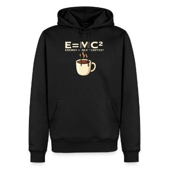 Energie ist gleich Milch und Kaffee Mathe-Witz - Männer Premium Bio Hoodie - Schwarz - Vorne - Nico (187cm)