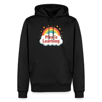 Jouer, c’est apprendre, préscolaire, préscolaire, maternelle - Sweat à capuche Premium bio Homme - noir - Devant - Nico (187cm)