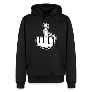 Doigt du milieu doigt puant design blanc - Sweat à capuche Premium bio Homme - noir - Devant - Nico (187cm)