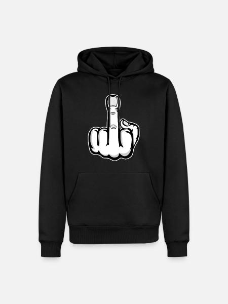 Mittelfinger Stinkefinger Design weiß - Männer Premium Bio Hoodie - Schwarz